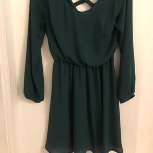 Green long sleeve flowy dress